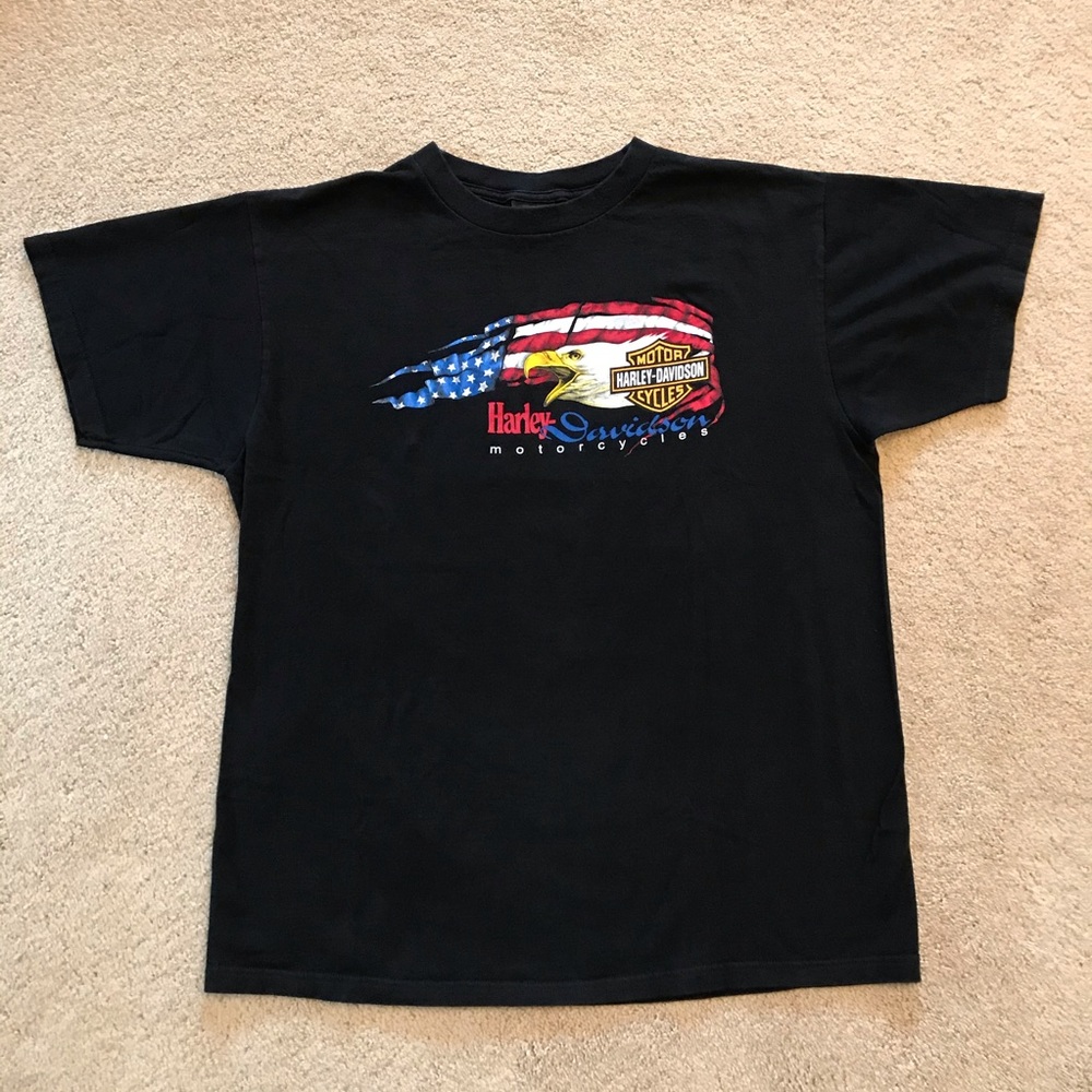 Harley-Davidson T Shirt Las Vegas NV Eagle Flag